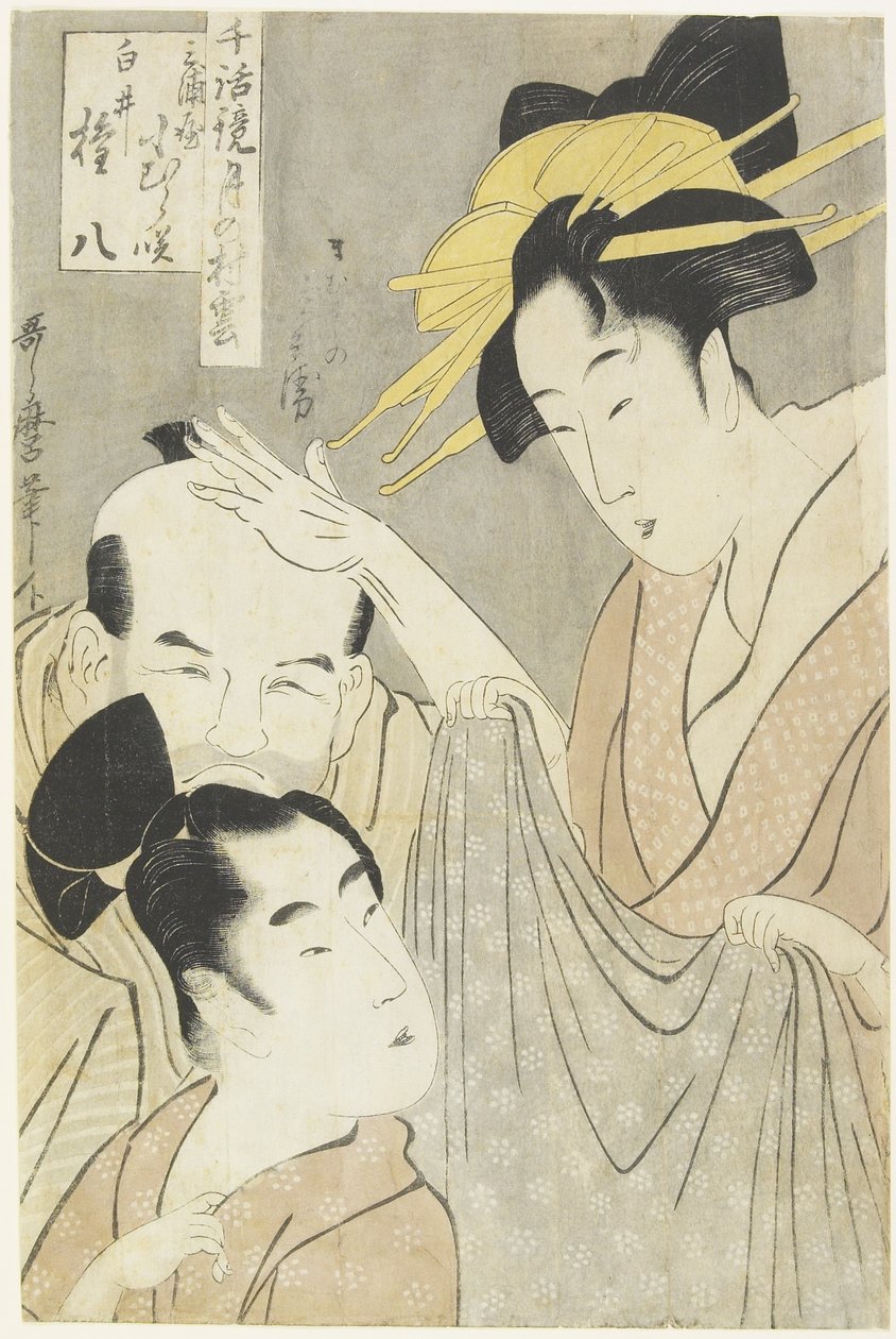 Komurasaki z domu Muuraya, Shirai Gonpachi i Viperous Jihe_, 1798-1800 autorstwa Kitagawa Utamaro