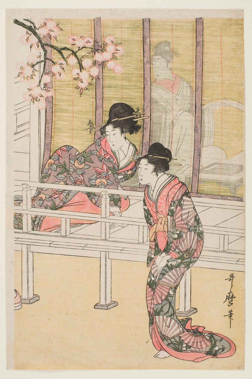 Dama wysiadająca z dworskiego powozu autorstwa Kitagawa Utamaro