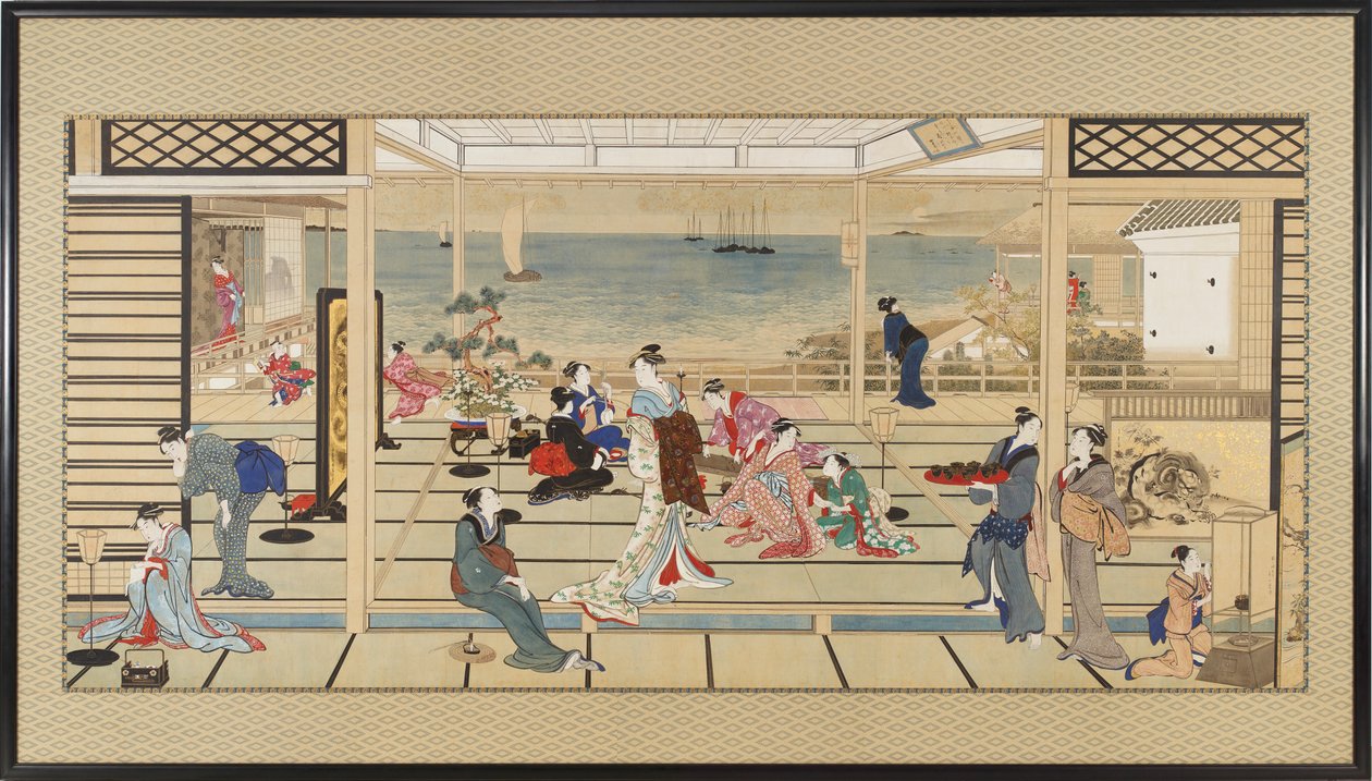 Ucztowanie w świetle księżyca w Dozo Sagami, okres Edo, koniec XVIII – początek XIX wieku. autorstwa Kitagawa Utamaro