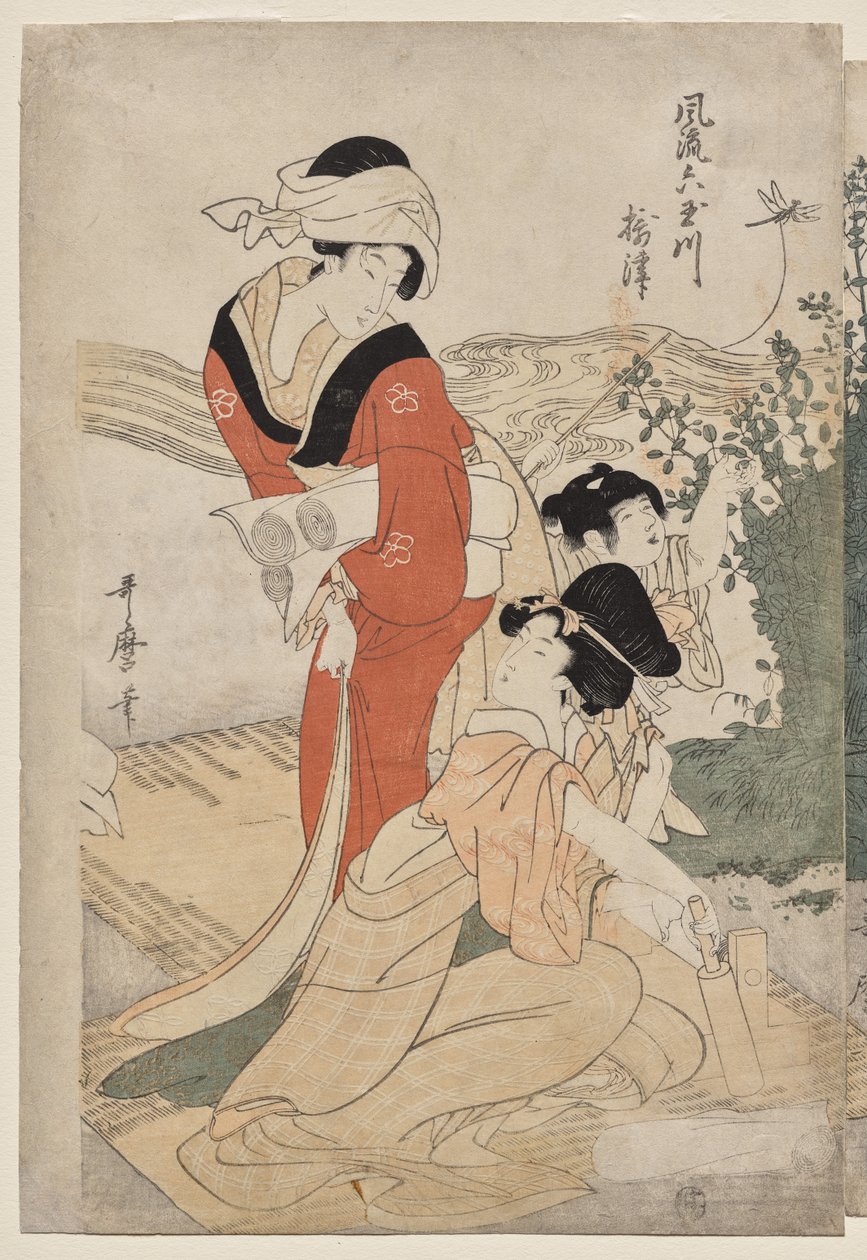 Prowincja Musashi z serii Fashionable Six Jewel Rivers (Furyu Mu Tamagawa) autorstwa Kitagawa Utamaro