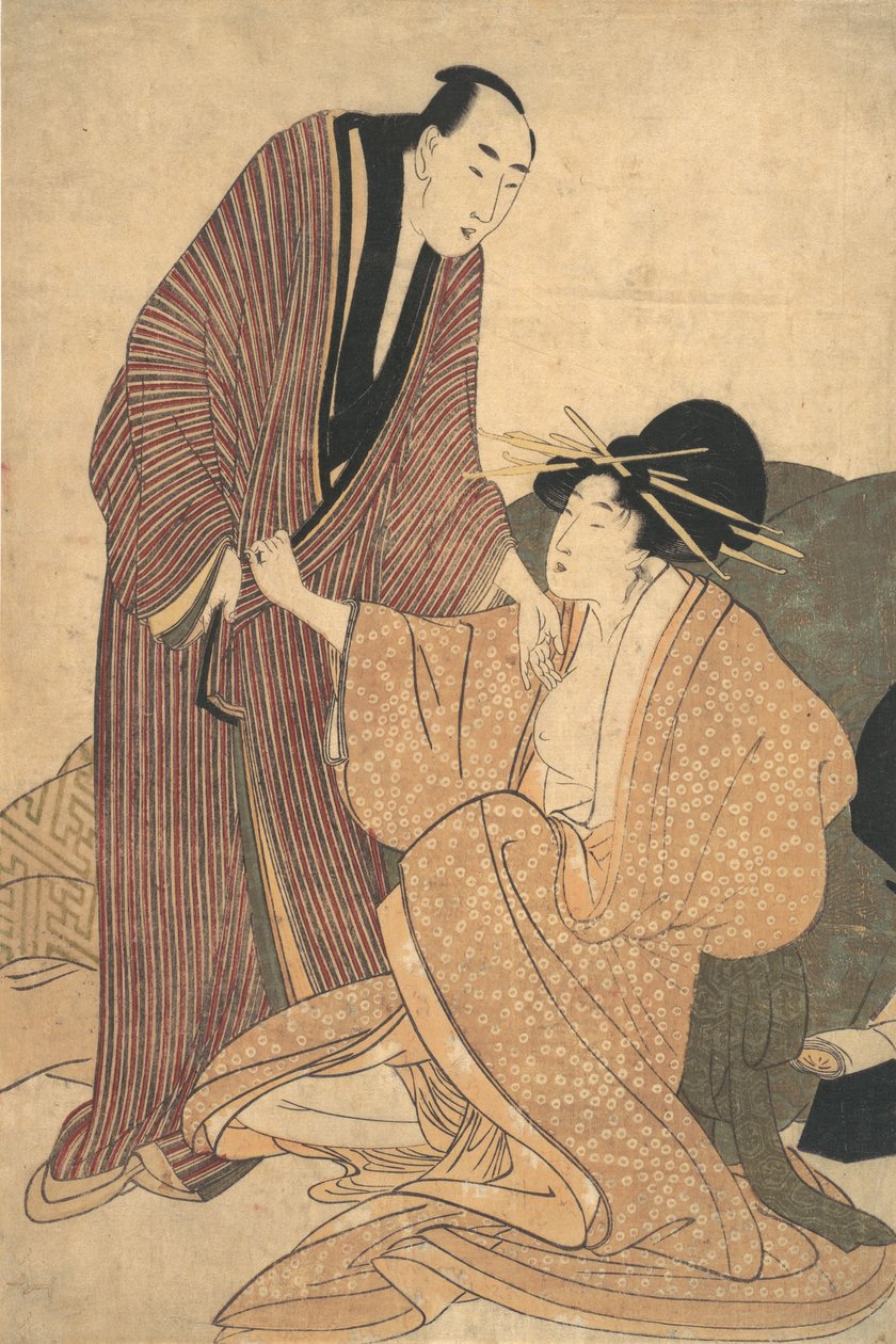 Rozstanie kochanków: kurtyzana i jej kochanek, ca. 1800. autorstwa Kitagawa Utamaro