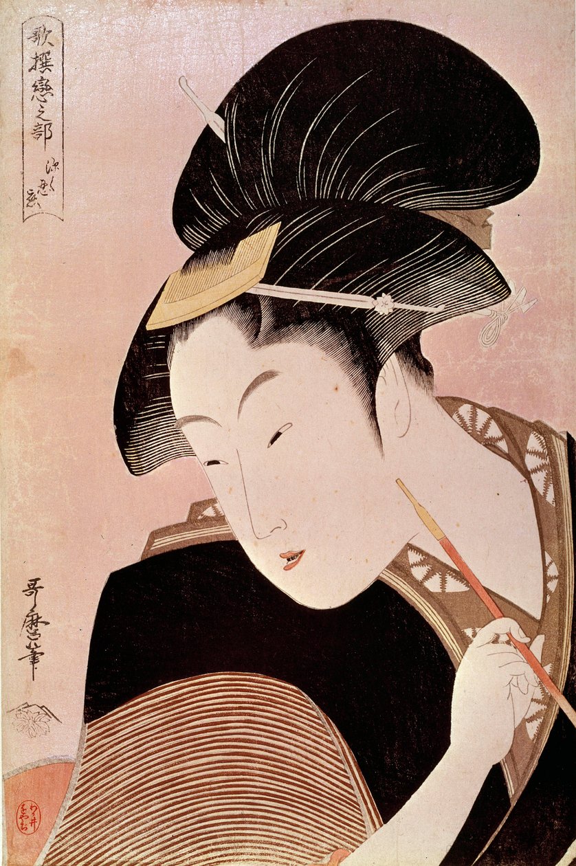 Portret kobiety Japońska grafika Utamaro Kitagawa (1753-1806) autorstwa Kitagawa Utamaro