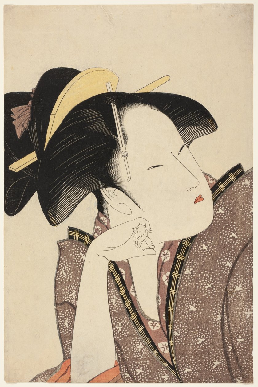 Odblaskowa miłość z serii „Antologia wierszy: Sekcja miłości (Kasen koi no bu) (Mono-omou koi)” autorstwa Kitagawa Utamaro