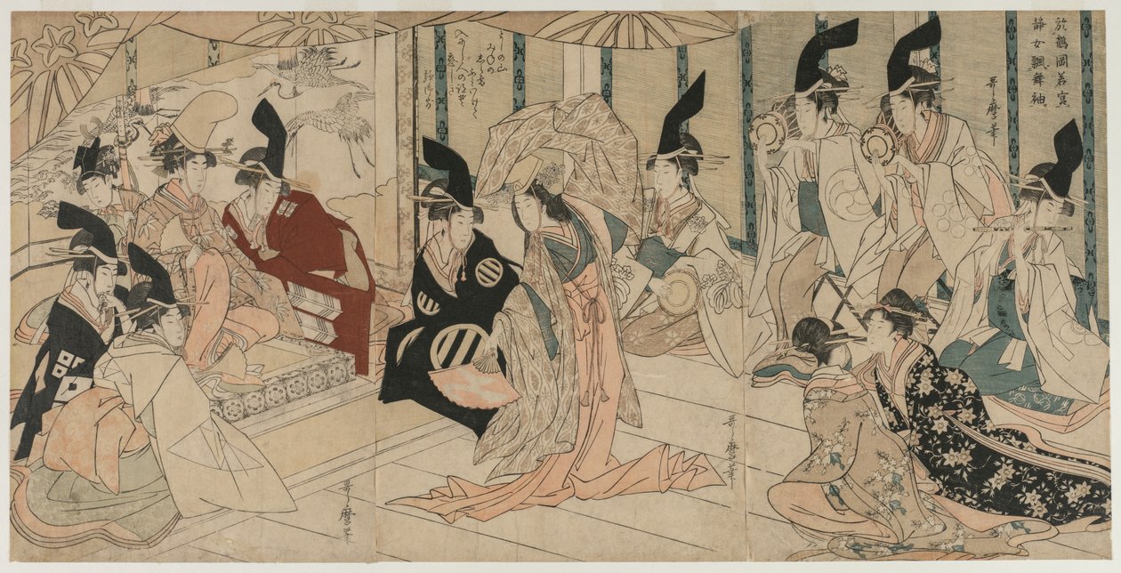 Scena Adaptacja ze sztuki Skarb lojalnych sług (Chushingura) autorstwa Kitagawa Utamaro