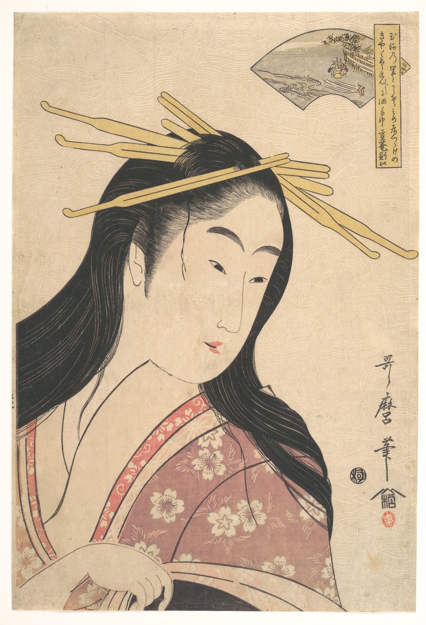Tetsukuri no Tamagawa, z serii „Sześć rzek Tama” (Mu Tamagawa) autorstwa Kitagawa Utamaro