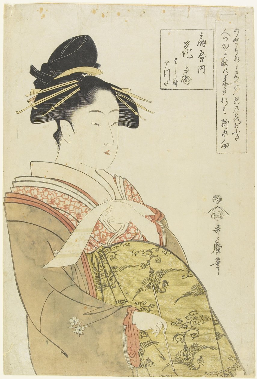 Kurtyzana Hanao_gi z domu O_giya, ok. 1930 r. 1793-1794 autorstwa Kitagawa Utamaro