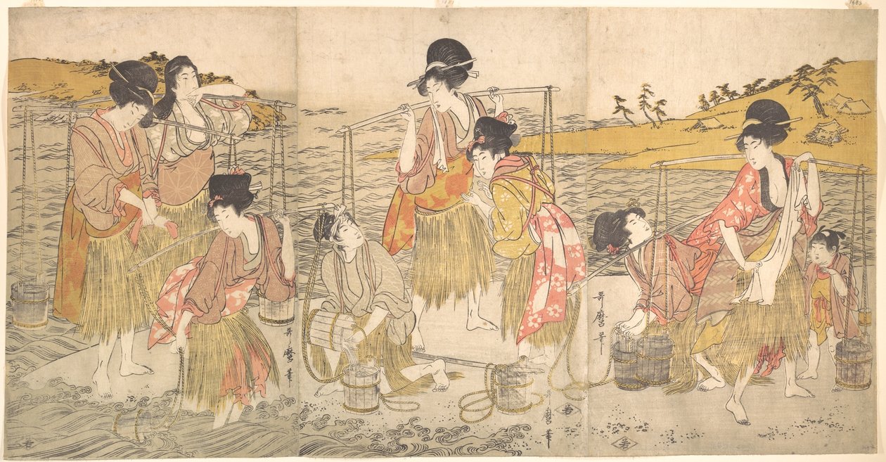 Taniec dziewcząt z plaży autorstwa Kitagawa Utamaro