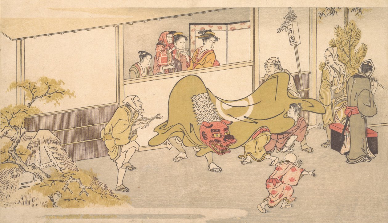 Taniec lwa, 1789. autorstwa Kitagawa Utamaro