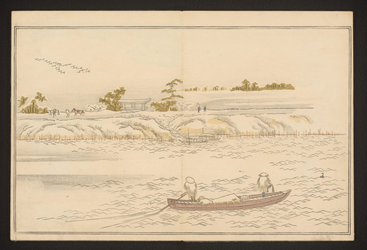 Brzegi rzeki Sumida w śniegu autorstwa Kitagawa Utamaro