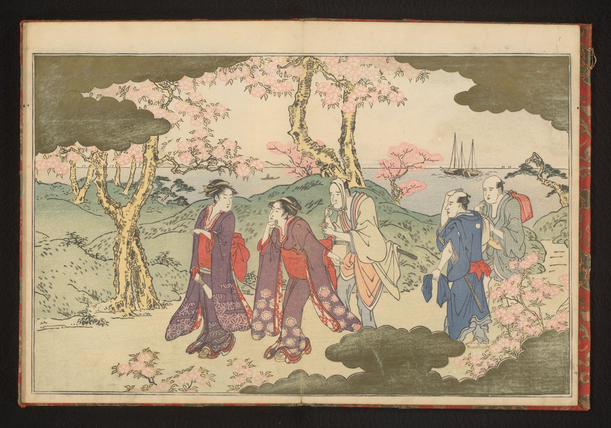 Wzgórza w Gotenyama, Edo, z widokiem na zatokę Edo autorstwa Kitagawa Utamaro