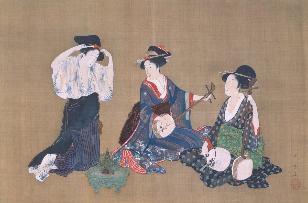 Trzy piękności, ok. 1790 autorstwa Kitagawa Utamaro