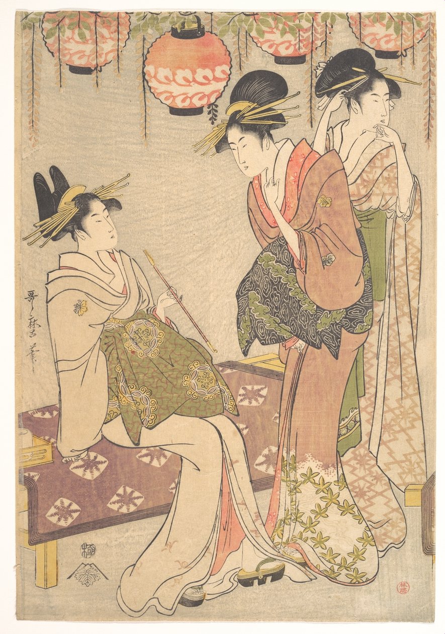 Trzy kurtyzany autorstwa Kitagawa Utamaro
