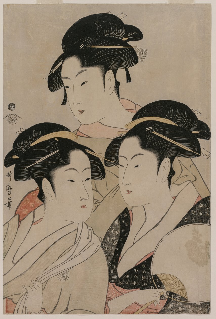 Toyohina Tomimoto, Ohisa Takashimaya, Idea Naniwaya autorstwa Kitagawa Utamaro
