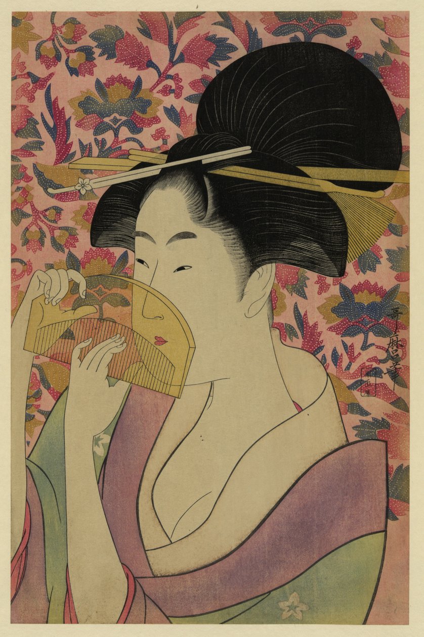 Przezroczysty grzebień, lata 80. XVIII wieku autorstwa Kitagawa Utamaro
