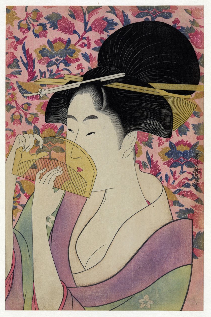 Tutamaro na przezroczystym grzebieniu, Kitagawa (1753-1806) autorstwa Kitagawa Utamaro