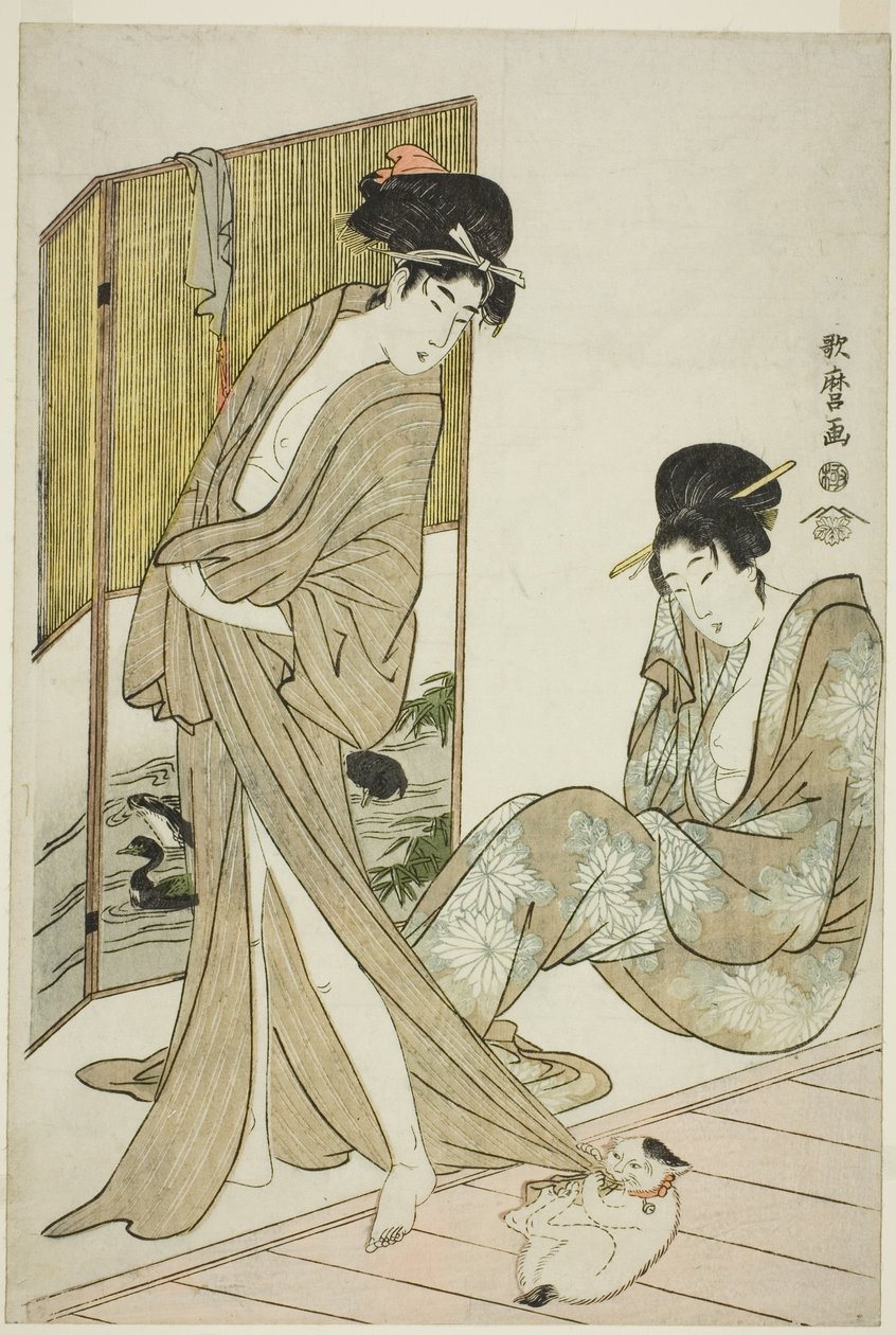 Dwie młode kobiety po kąpieli autorstwa Kitagawa Utamaro