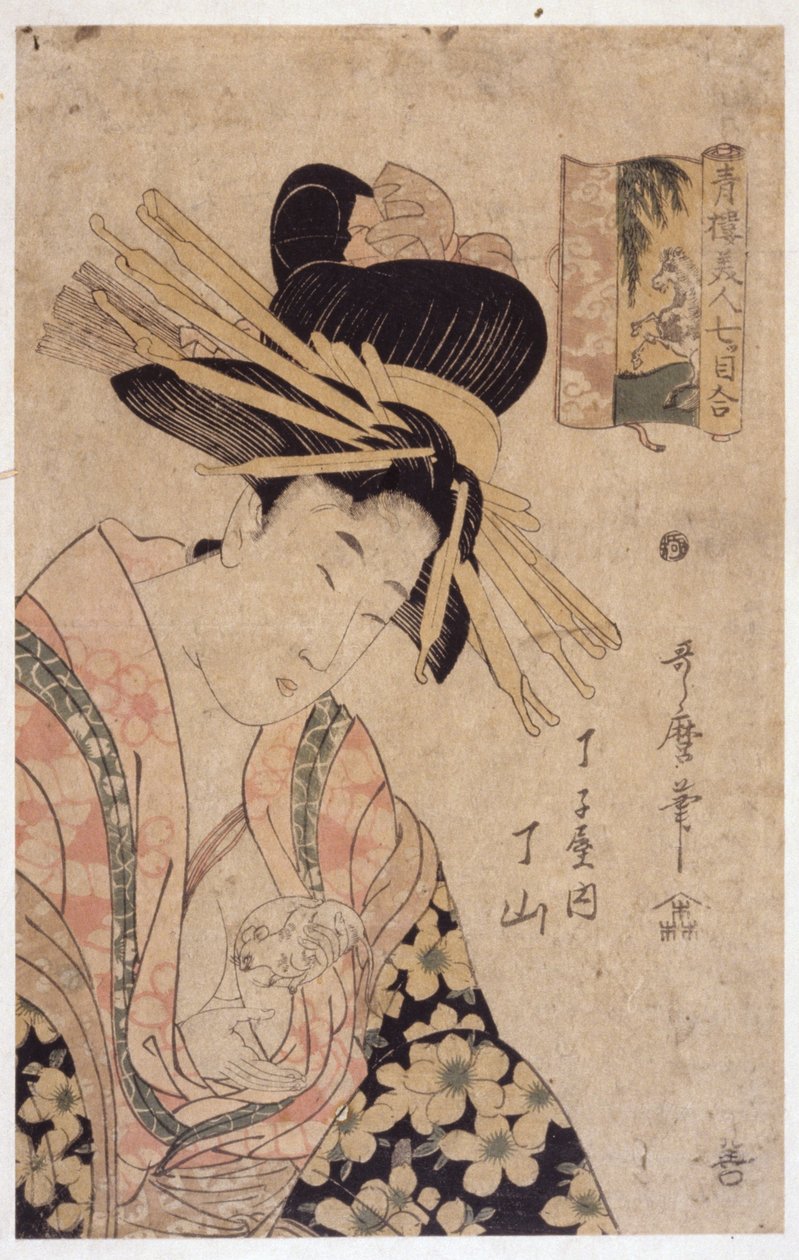 Kobieta I Biała Mysz autorstwa Kitagawa Utamaro