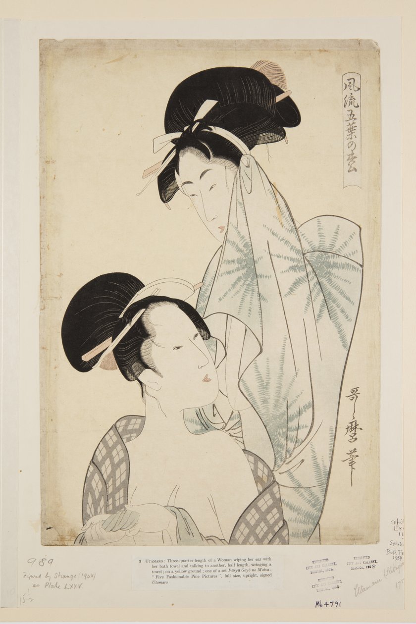 Kobiety po kąpieli (kolorowy drzeworyt) autorstwa Kitagawa Utamaro