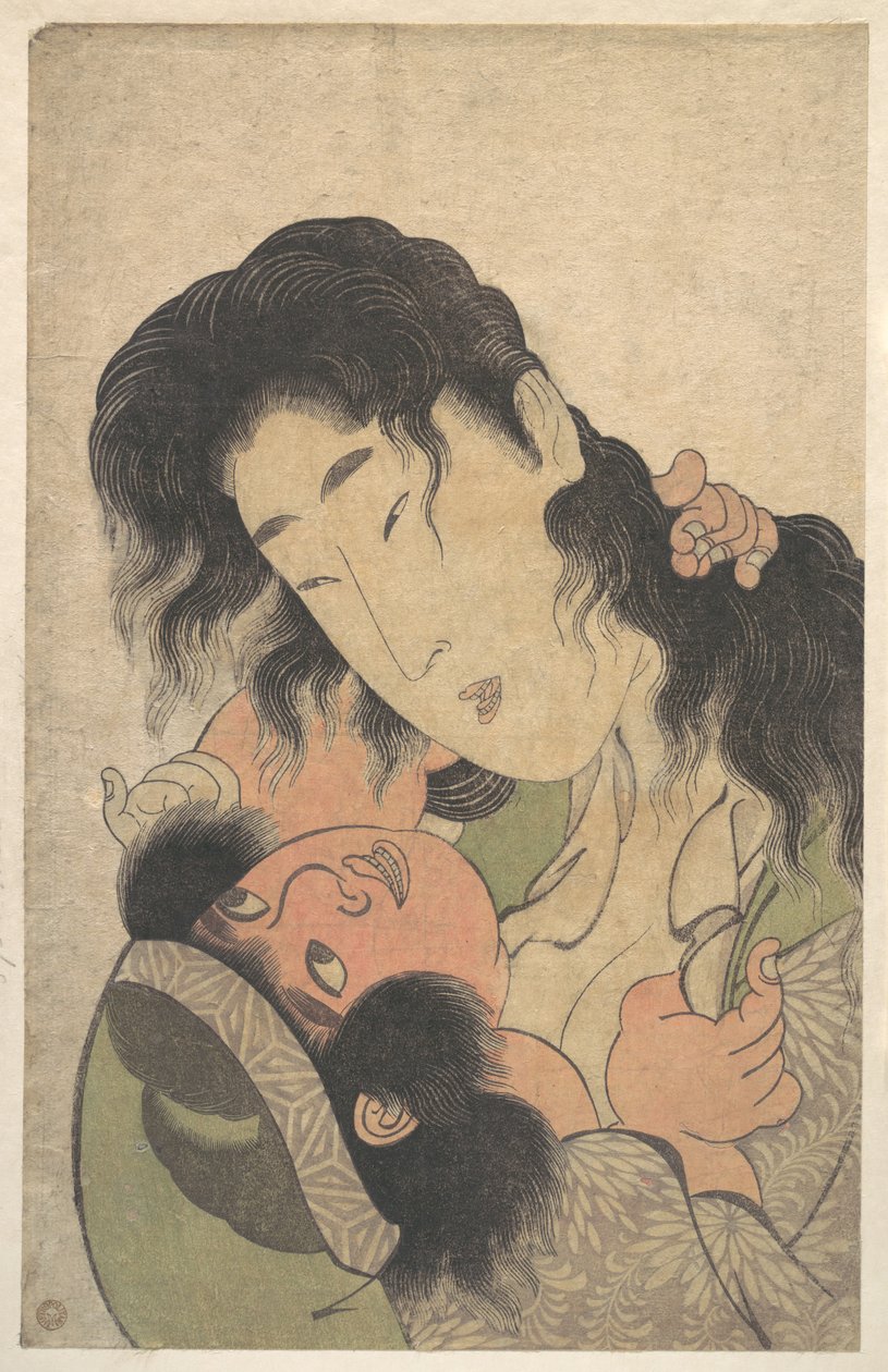 Yamauba bawi się z Kintarō autorstwa Kitagawa Utamaro