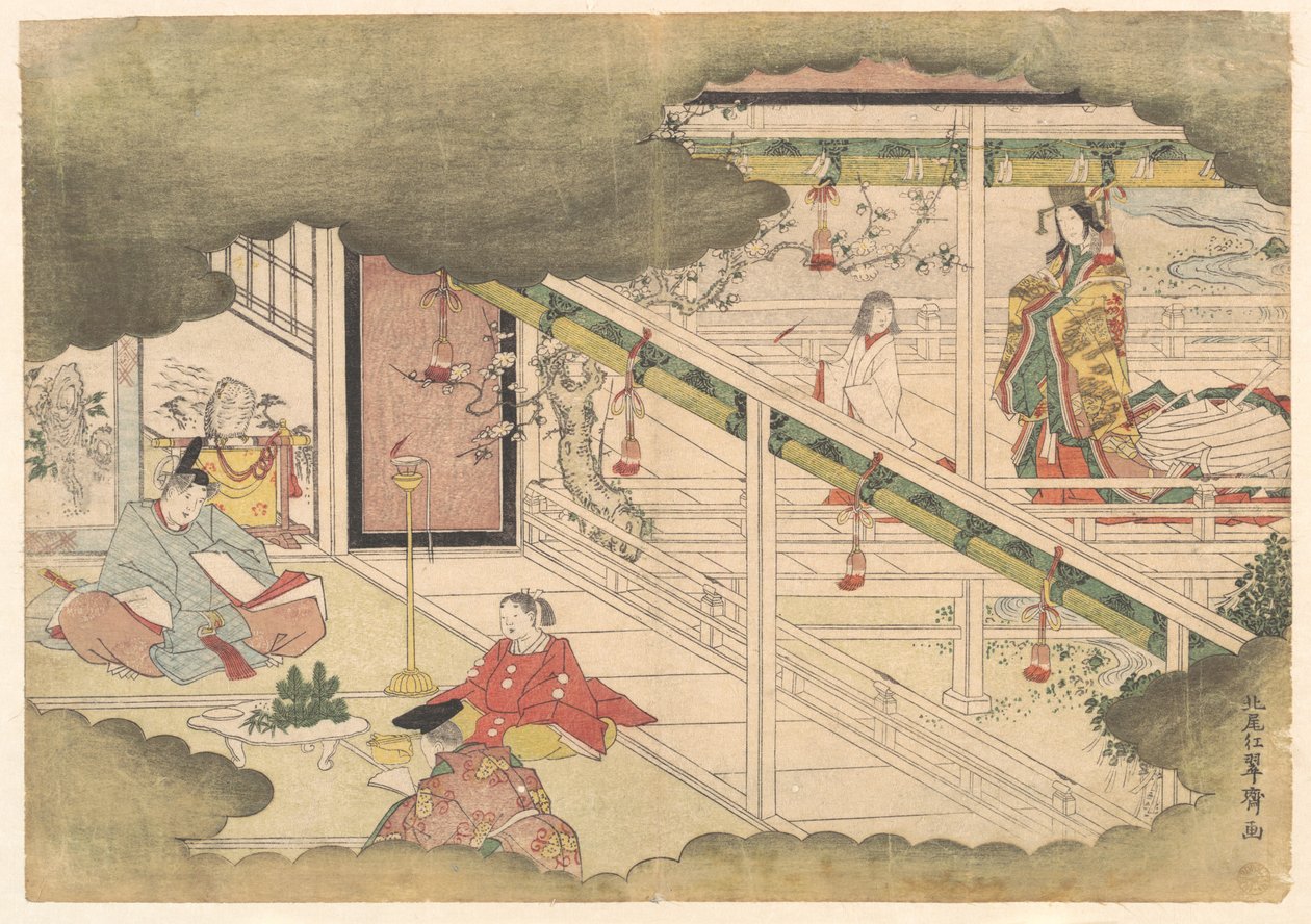 Epizod z Opowieści z Ise (Ise Monogatari) autorstwa Kitao Shigemasa