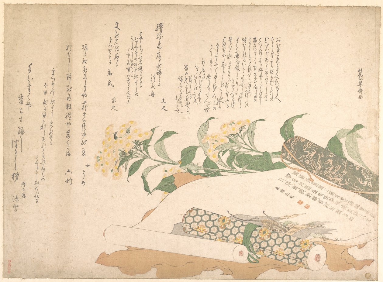 Stokrotki i dwa makimono autorstwa Kitao Shigemasa