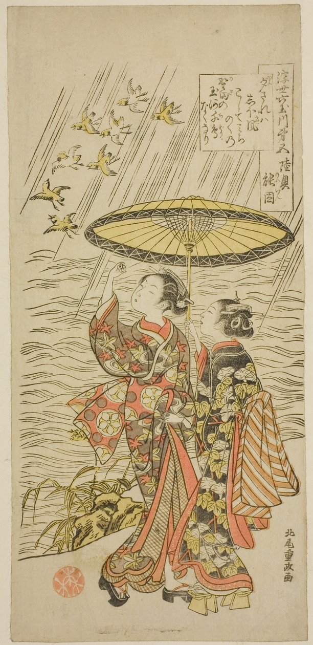 Nr 5: Noda River w prowincji Mutsu, z serii „Sześć Jewel Rivers of the Floating World (Ukiyo Mu Tamagawa)” autorstwa Kitao Shigemasa