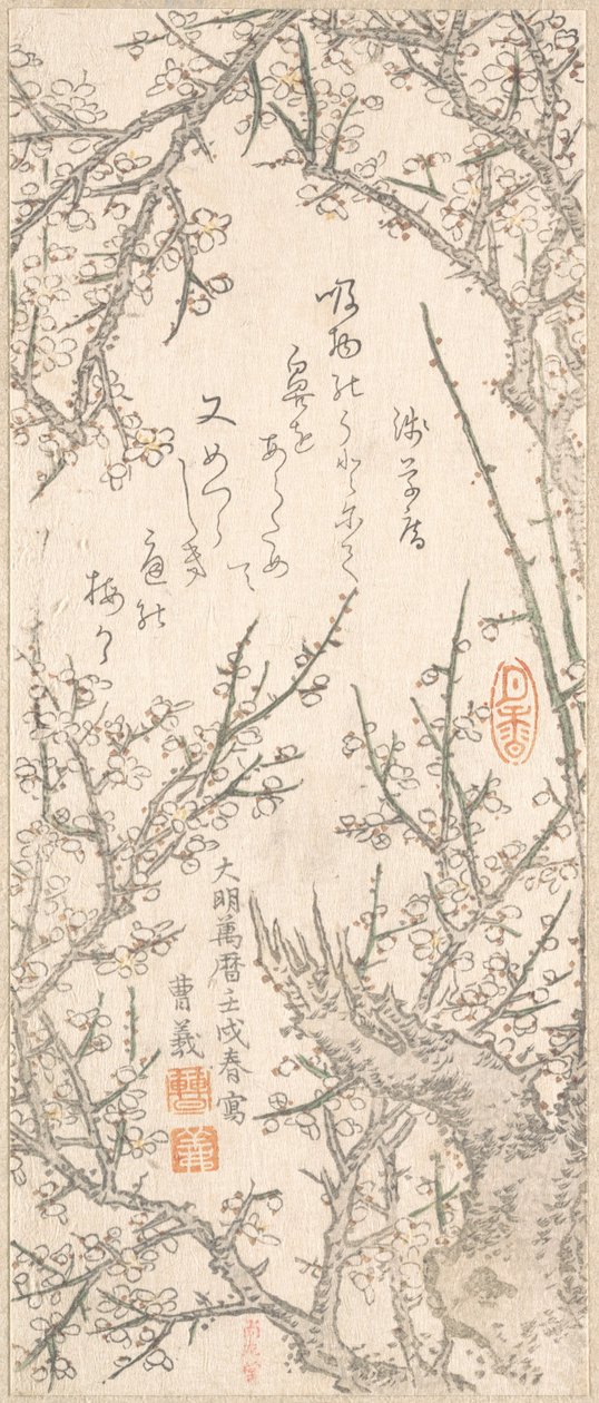 Śliwka w kwiecie, 1813. autorstwa Kitao Shigemasa