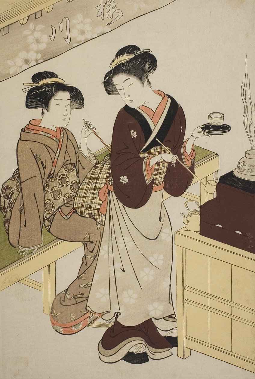 Herbaciarnia Sakuragawa, ok. 1777 autorstwa Kitao Shigemasa