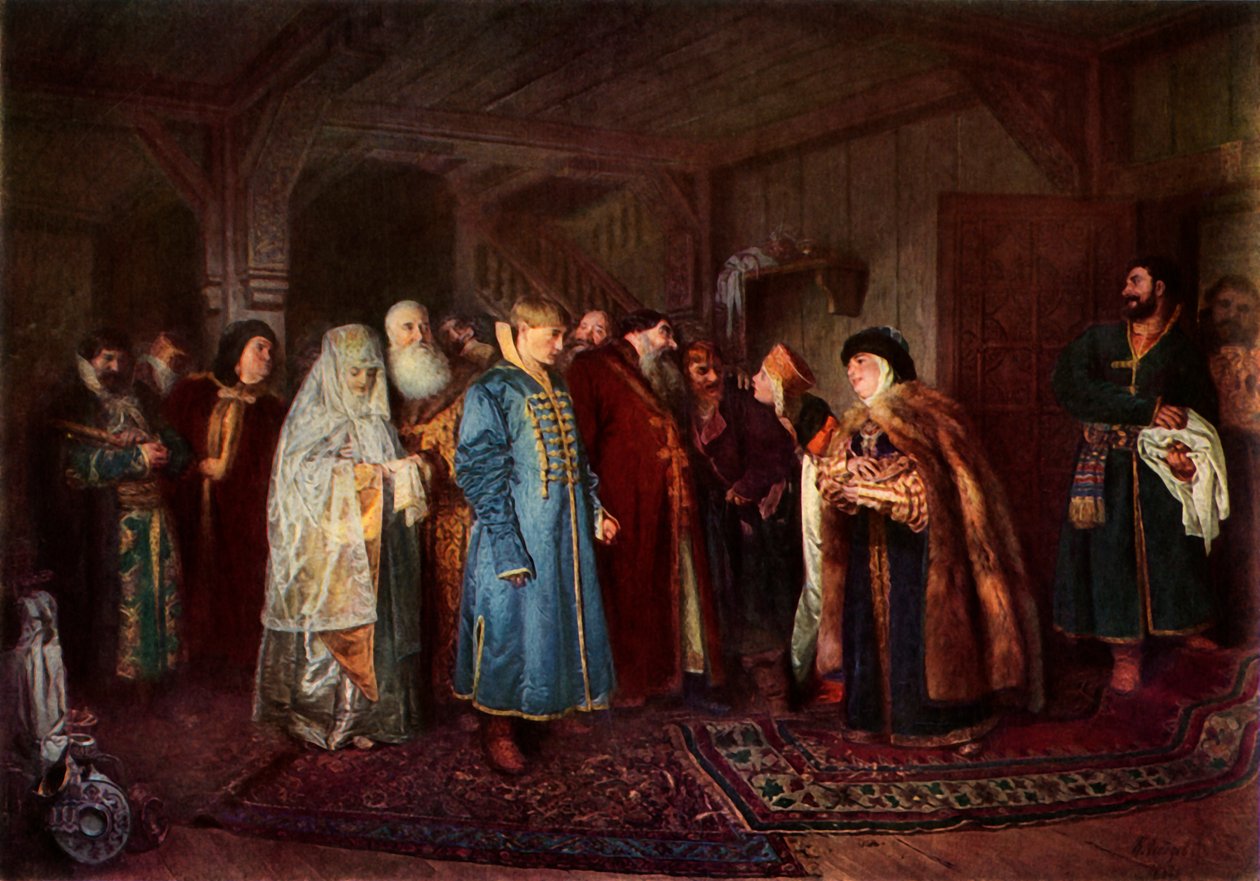 „Sekretne wesele”, 1883, 1965. autorstwa Klavdi Vasilevich Lebedev