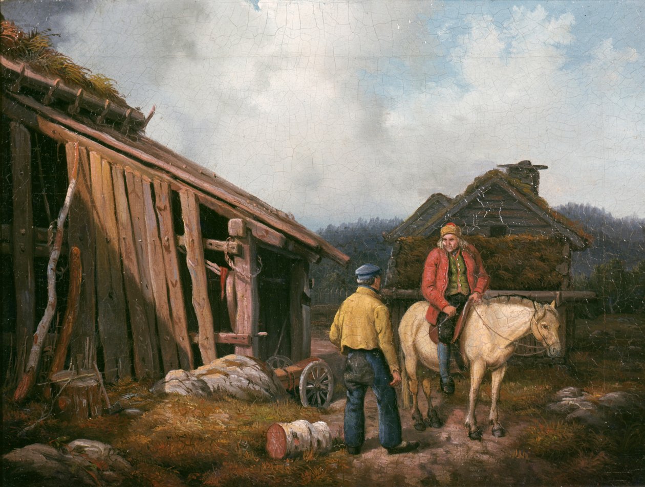Człowiek na koniu (olej na płótnie) autorstwa Knud Bergslien
