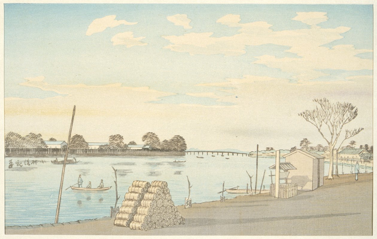 Prom „Fuji-view”, rzeka Ōkawa autorstwa Kobayashi Kiyochika