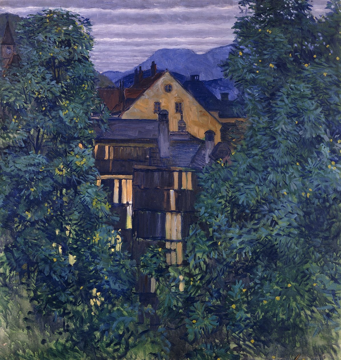 Przegląd Payerbach, w tle Rax; Widok przez Payerbach, w tle Rax, ok. 1912-1913 autorstwa Koloman Moser