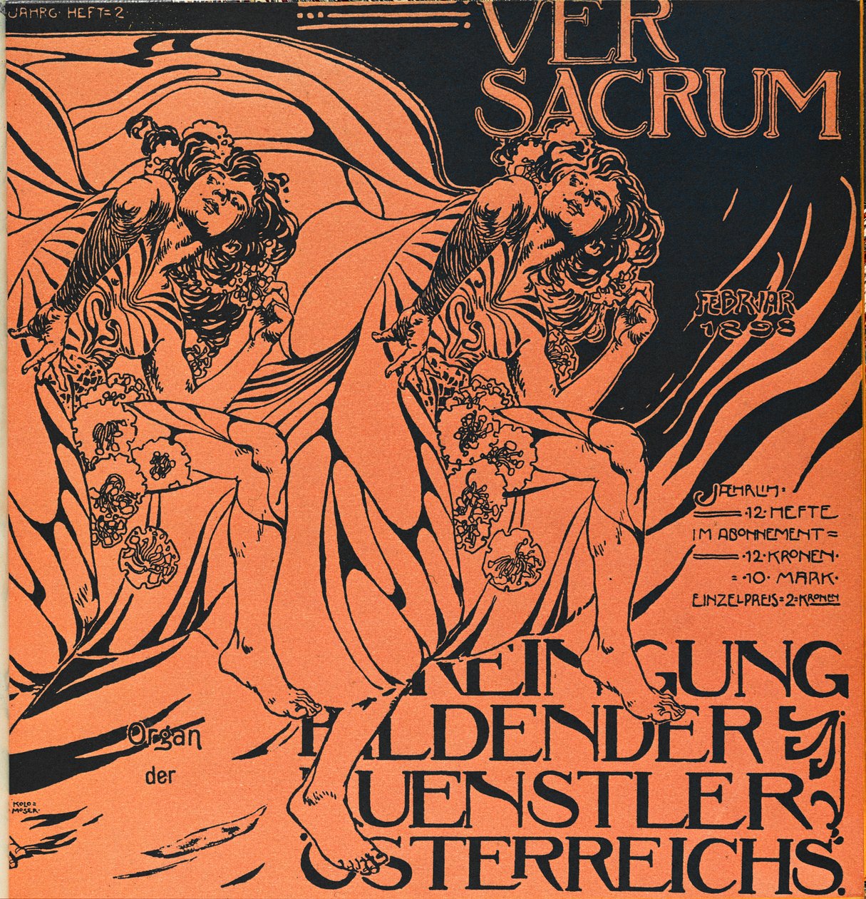 Okładka wydania Ver Sacrum z lutego 1898 roku, magazynu secesyjnego ruchu Sezession ... autorstwa Koloman Moser