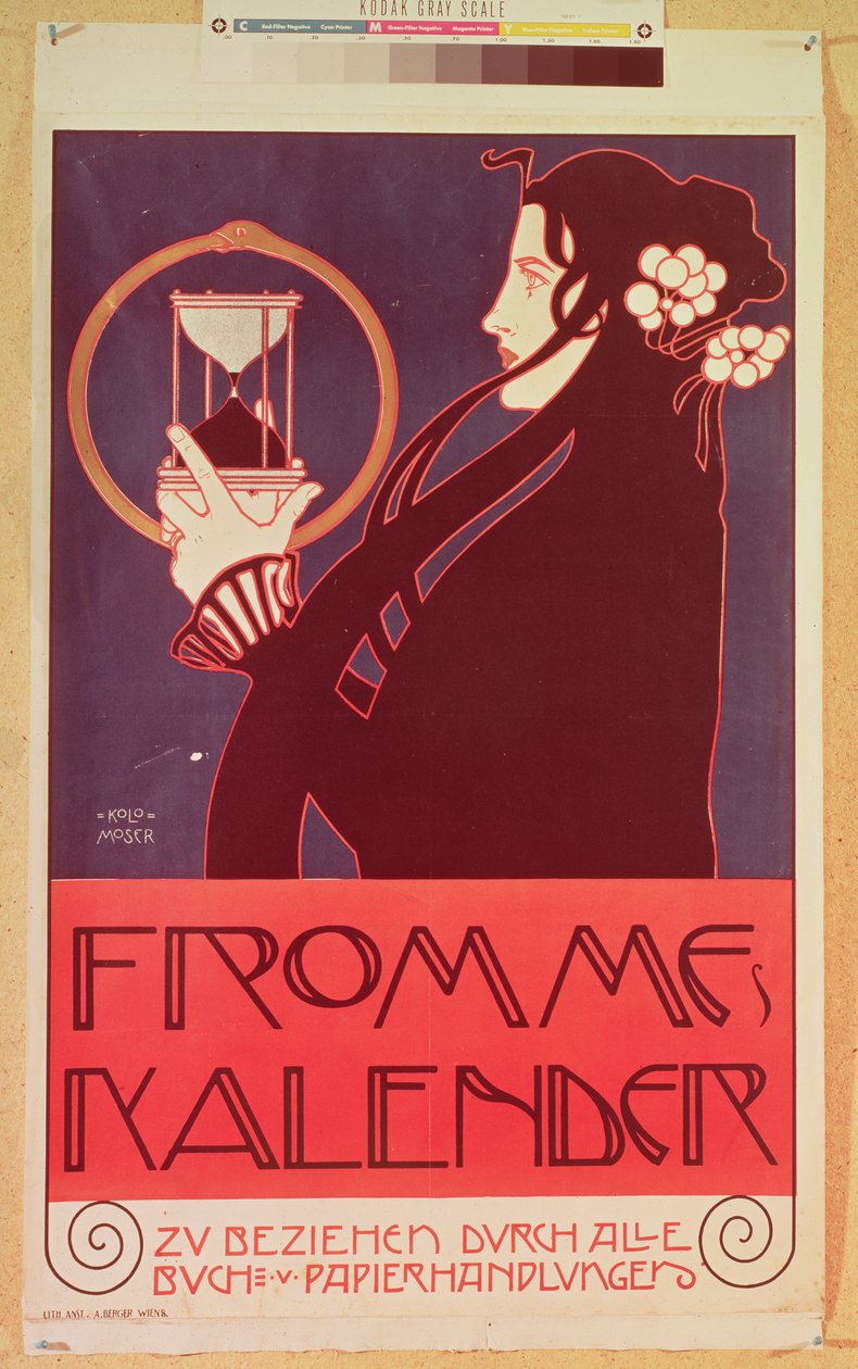 Projekt do kalendarza Frommes, na XIV Wystawę Secesji Wiedeńskiej, 1902 (kolor lito) autorstwa Koloman Moser