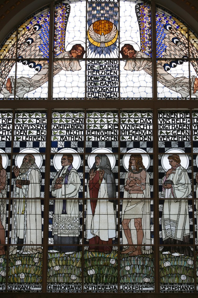 witraże kościoła Am Steinhof (kościół Leopolda), Wiedeń, Austria (foto) autorstwa Koloman Moser