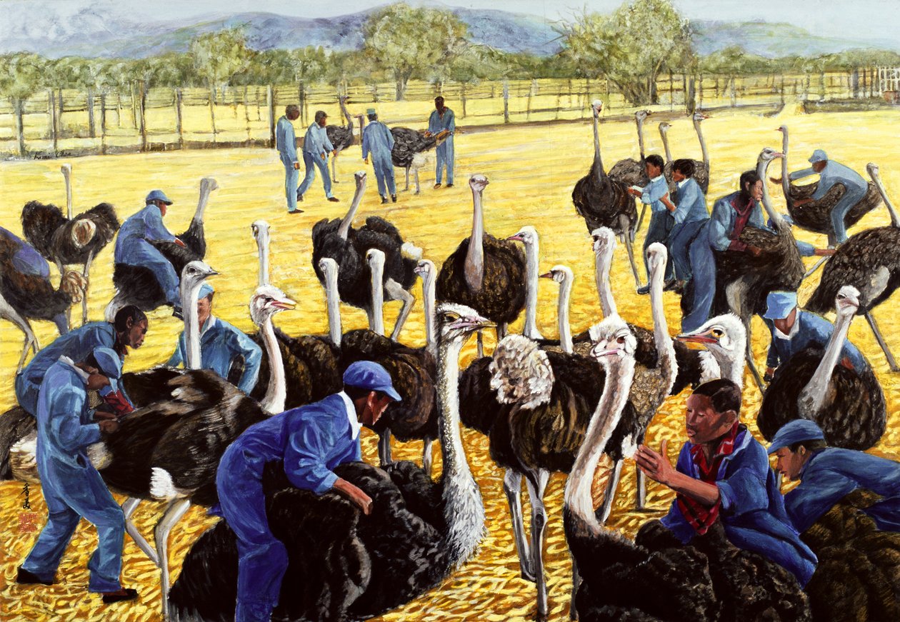 Strusia Farma, 1988 (gwasz na papierze ryżowym) autorstwa Komi Chen