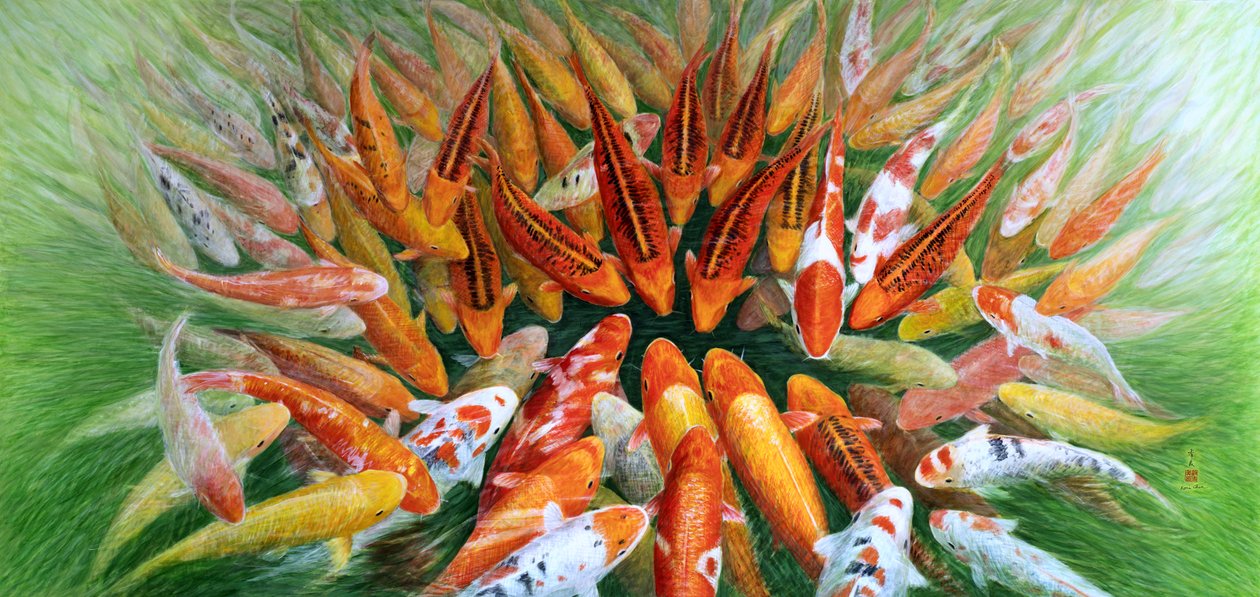 Konfrontacja, 2012 (Wschodni gwasz na papierze ryżowym) autorstwa Komi Chen