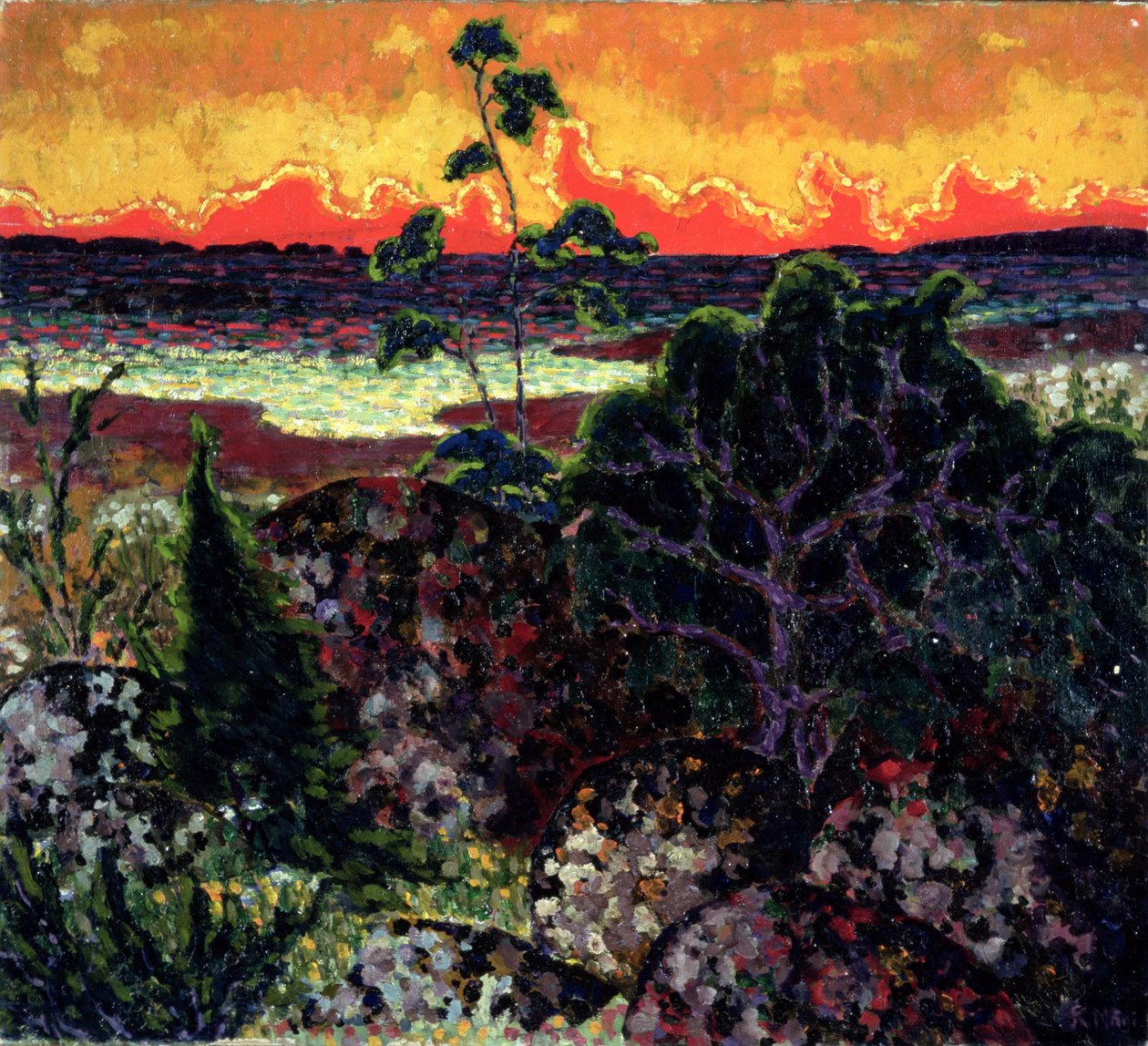 Krajobraz z czerwoną chmurą, 1913-14 autorstwa Konrad Magi