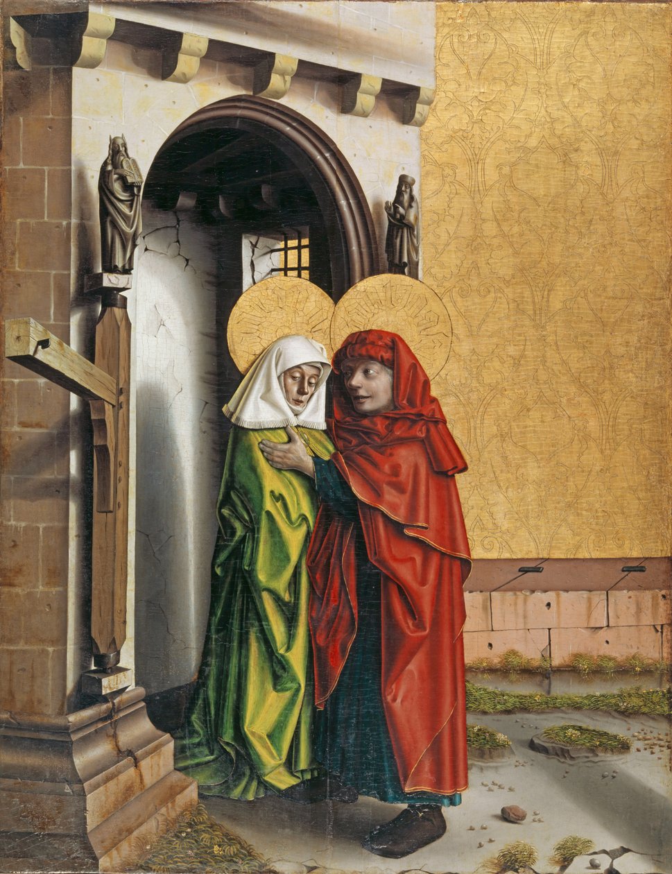 Joachim i Anna przy Złotej Bramie, ok. 1437-40 (technika mieszana na drewnie) autorstwa Konrad Witz