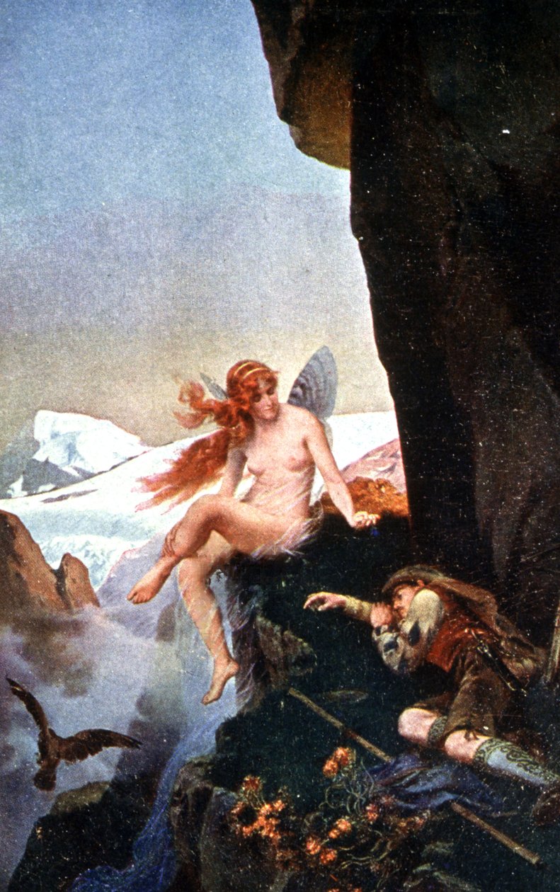 Wróżka w Alpach Szwajcarskich, ok. 1910 (ilustracja) autorstwa Konrad Dielitz