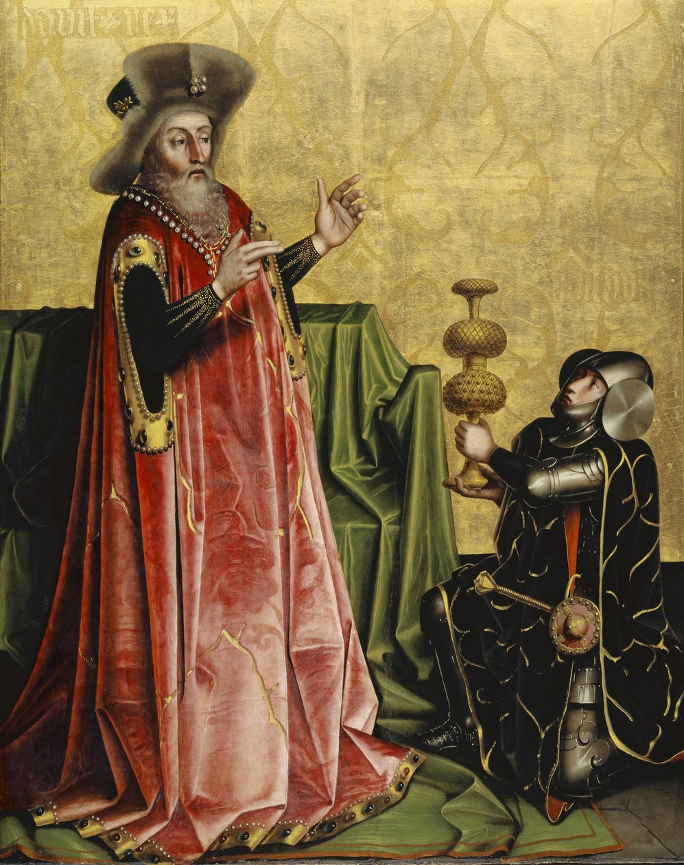 Abischai przed Dawidem z Ołtarza Heilspiegla, ok. 1435 (technika mieszana na płycie dębowej) autorstwa Konrad Witz