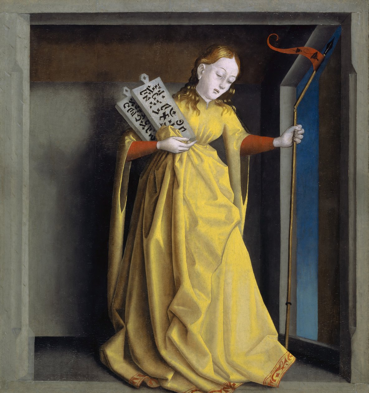 Synagoga z Ołtarza Heilspiegel, ok.1435 (technika mieszana na desce dębowej) autorstwa Konrad Witz