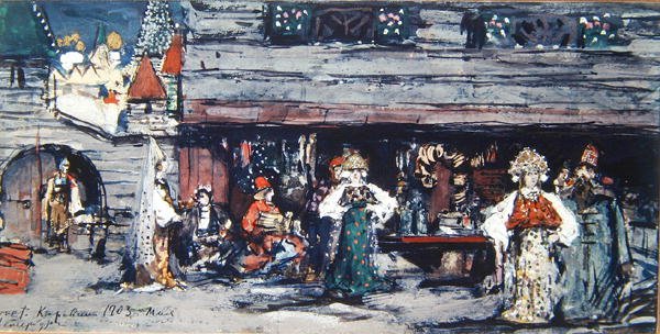 Scenografia do "Złotej rybki" Minkusa, 1903 (węgiel, tempera, złoto na tekturze) autorstwa Konstantin Alekseevich Korovin