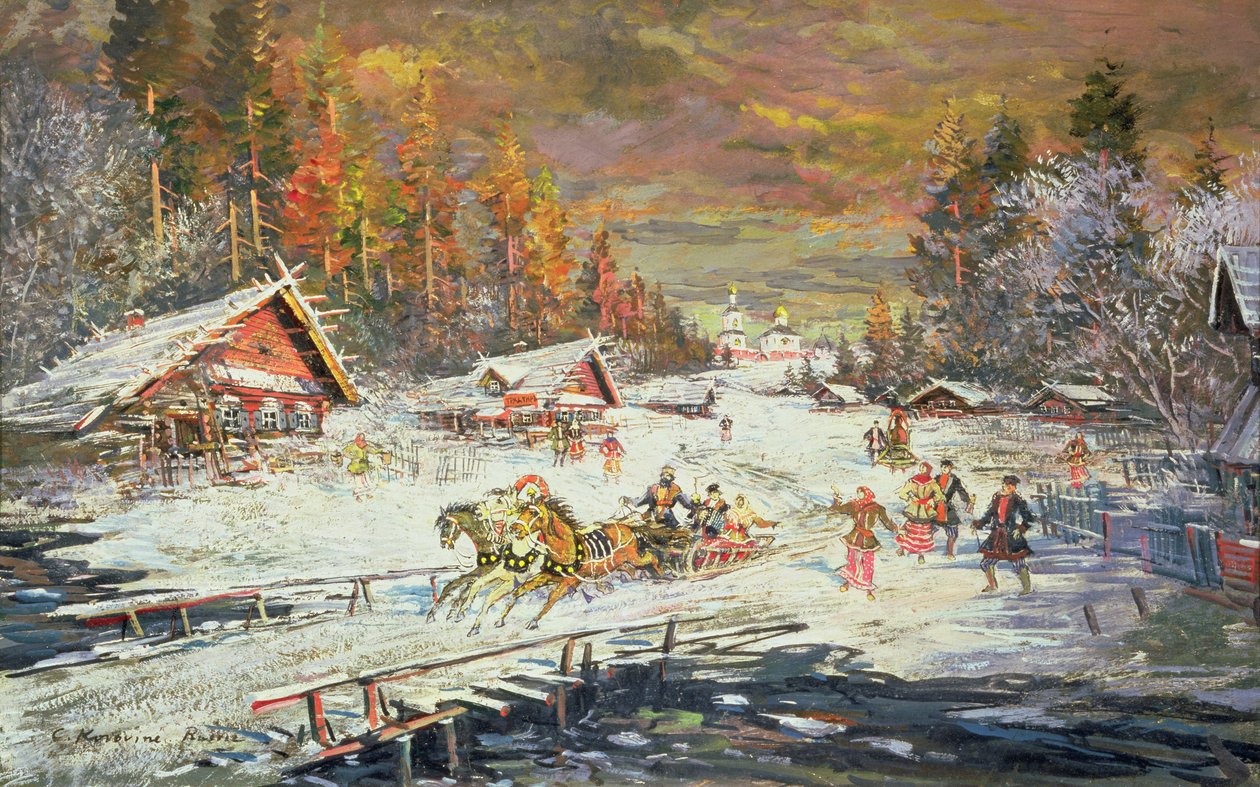 Rosyjska zima 1900-10 autorstwa Konstantin Alekseevich Korovin