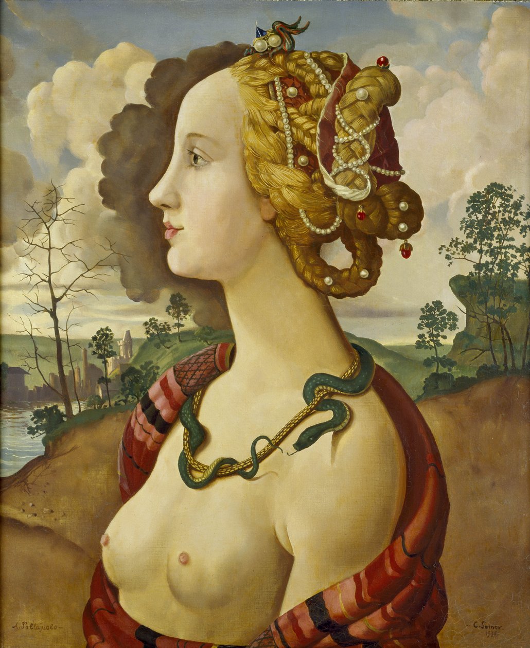 Kopia „Portret Simonetty Vespucci” autorstwa Piero di Cosimo (ok. 1462-1521) autorstwa Konstantin Andreevic Somov