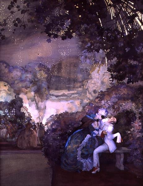 Fajerwerk, 1910 (wc i gwasz na płótnie) autorstwa Konstantin Andreevic Somov