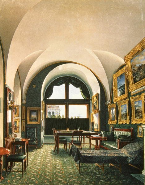 Wnętrze Pałacu Zimowego, Sankt Petersburg (wc na papierze) autorstwa Konstantin Andreyevich Ukhtomsky