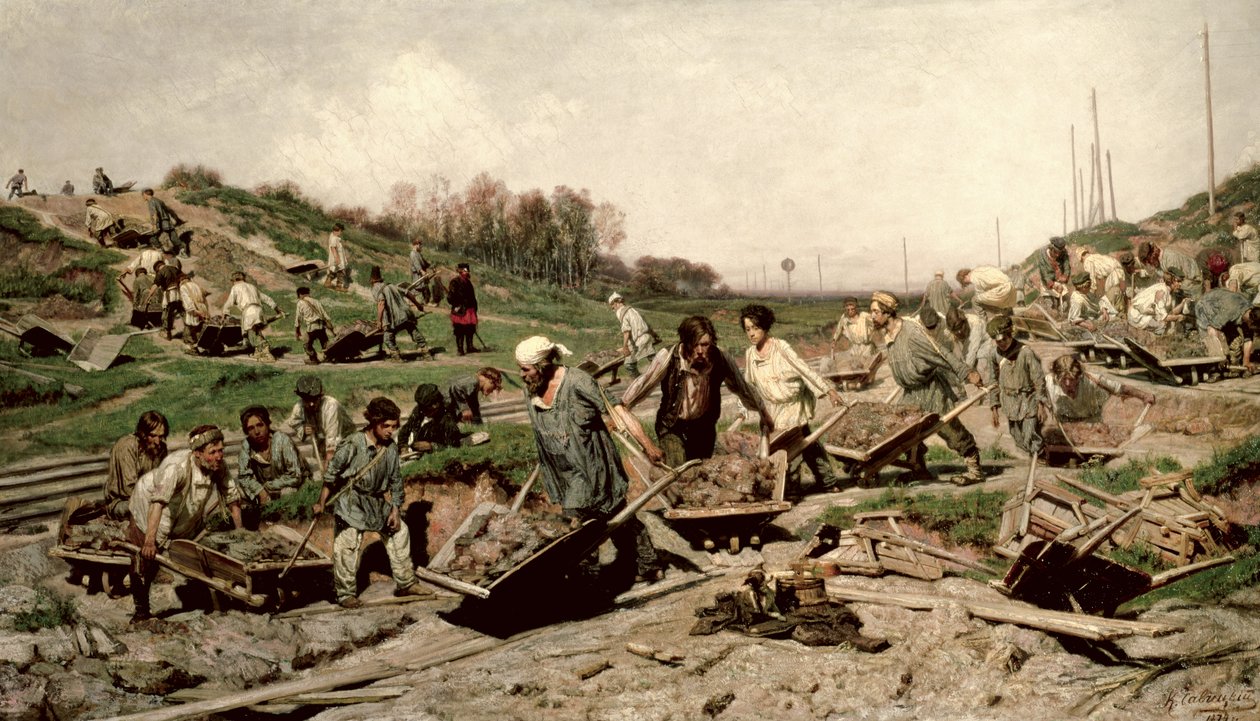 Naprawa kolei, 1874 autorstwa Konstantin Apollonovich Savitsky