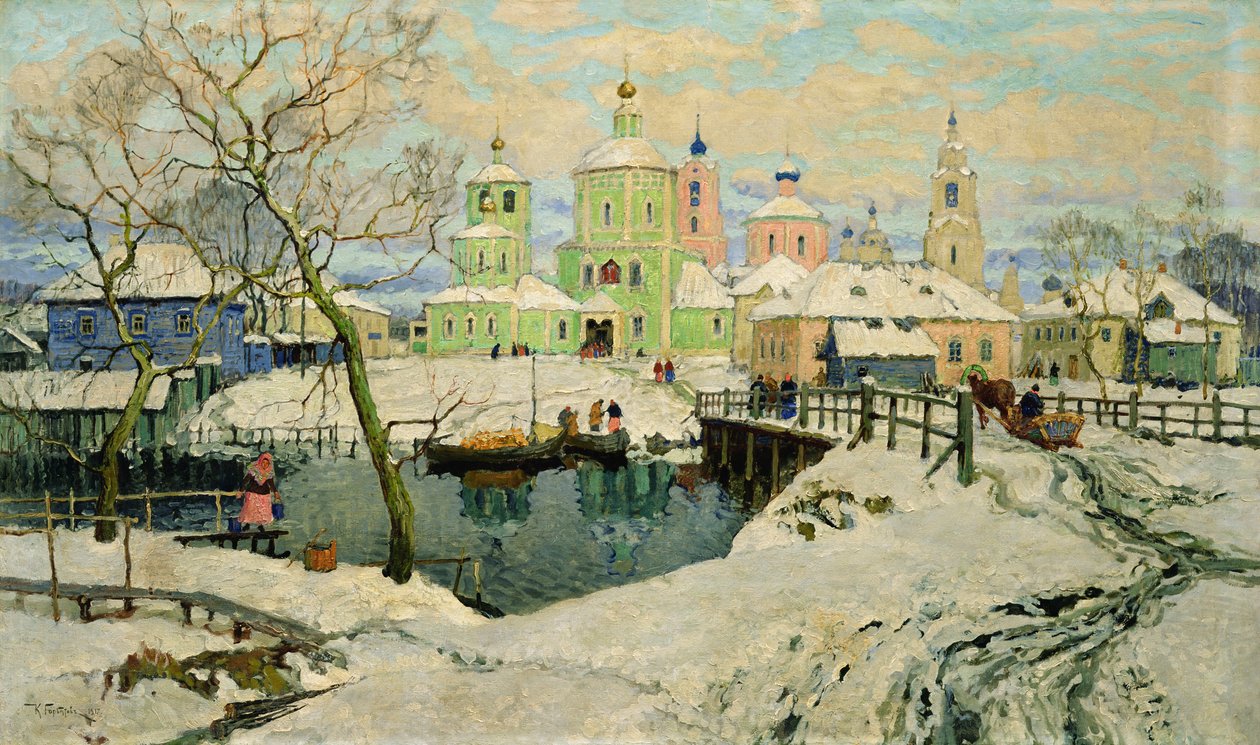 Mała wieś Torżok, 1917 autorstwa Konstantin Ivanovich Gorbatov