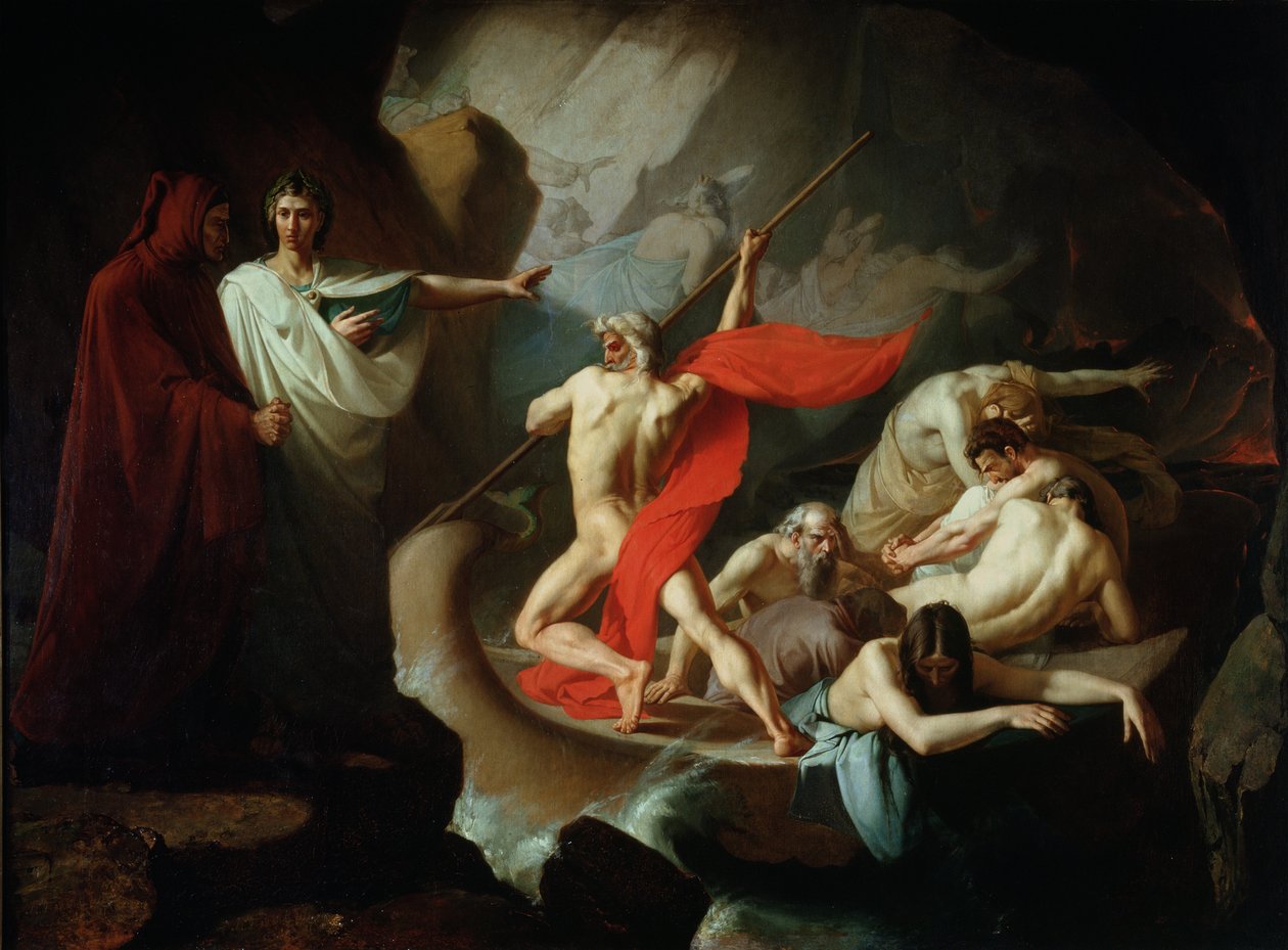 Charon przenoszący dusze zmarłych przez Styks, 1860 autorstwa Konstantin Petrovich Pomerantsev